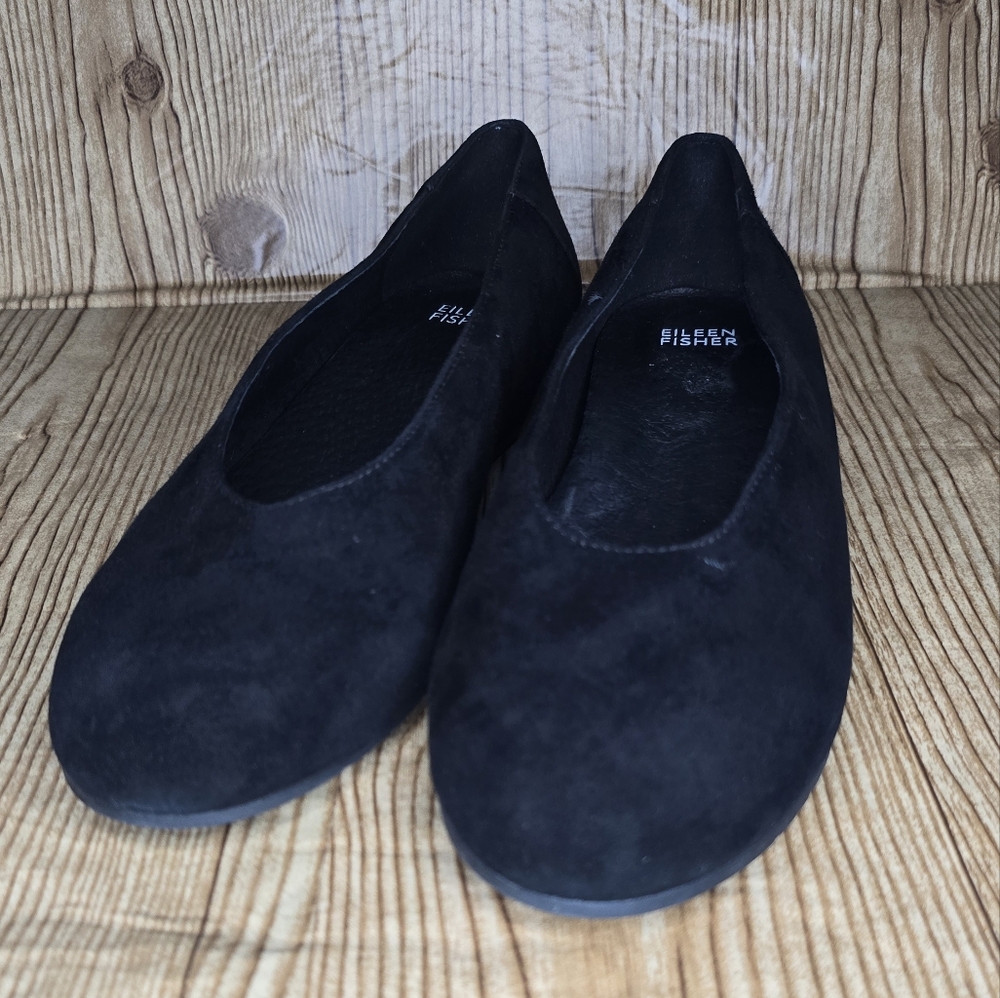 Eileen Fisher Black Suede Slip-On Shoes‎ Size 8